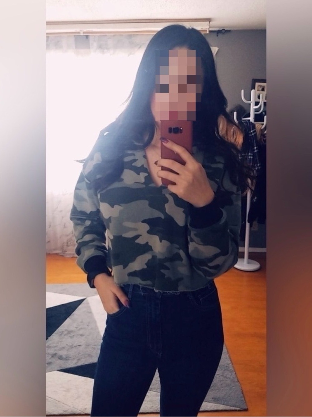 Garage camo print very  oversized  crop sweater size Xs